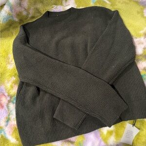 Lovers & Friends Leona Olive Green Ribbed Crewneck Sweater